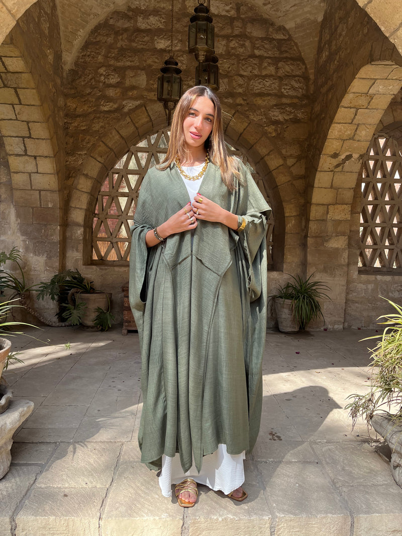 Olive Midnight Shawl Hooded Kaftan