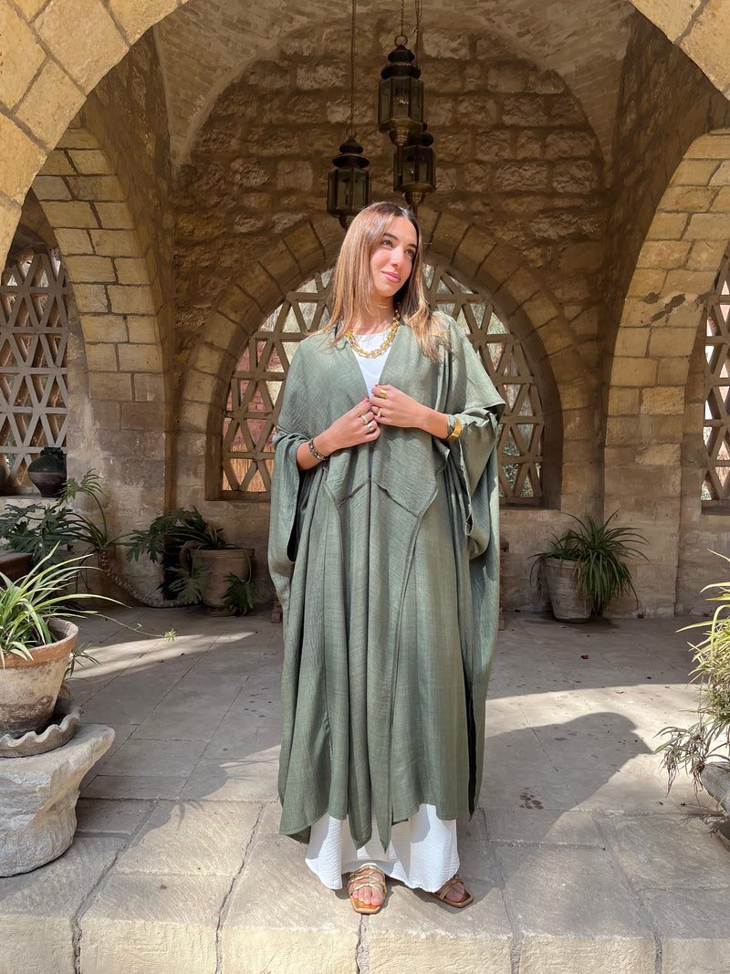 Olive Midnight Shawl Hooded Kaftan