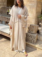 Beige Midnight Shawl Hooded Kaftan