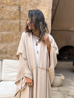 Beige Midnight Shawl Hooded Kaftan