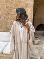 Beige Midnight Shawl Hooded Kaftan