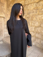 Black Crew Neck Ribbed Dress