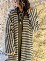 Olive Stripes Knit Cardigan