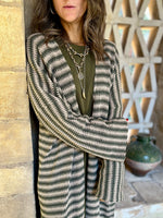 Olive Stripes Knit Cardigan