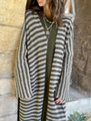 Olive Stripes Knit Cardigan