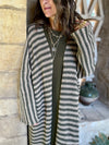 Olive Stripes Knit Cardigan