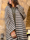 Olive Stripes Knit Cardigan