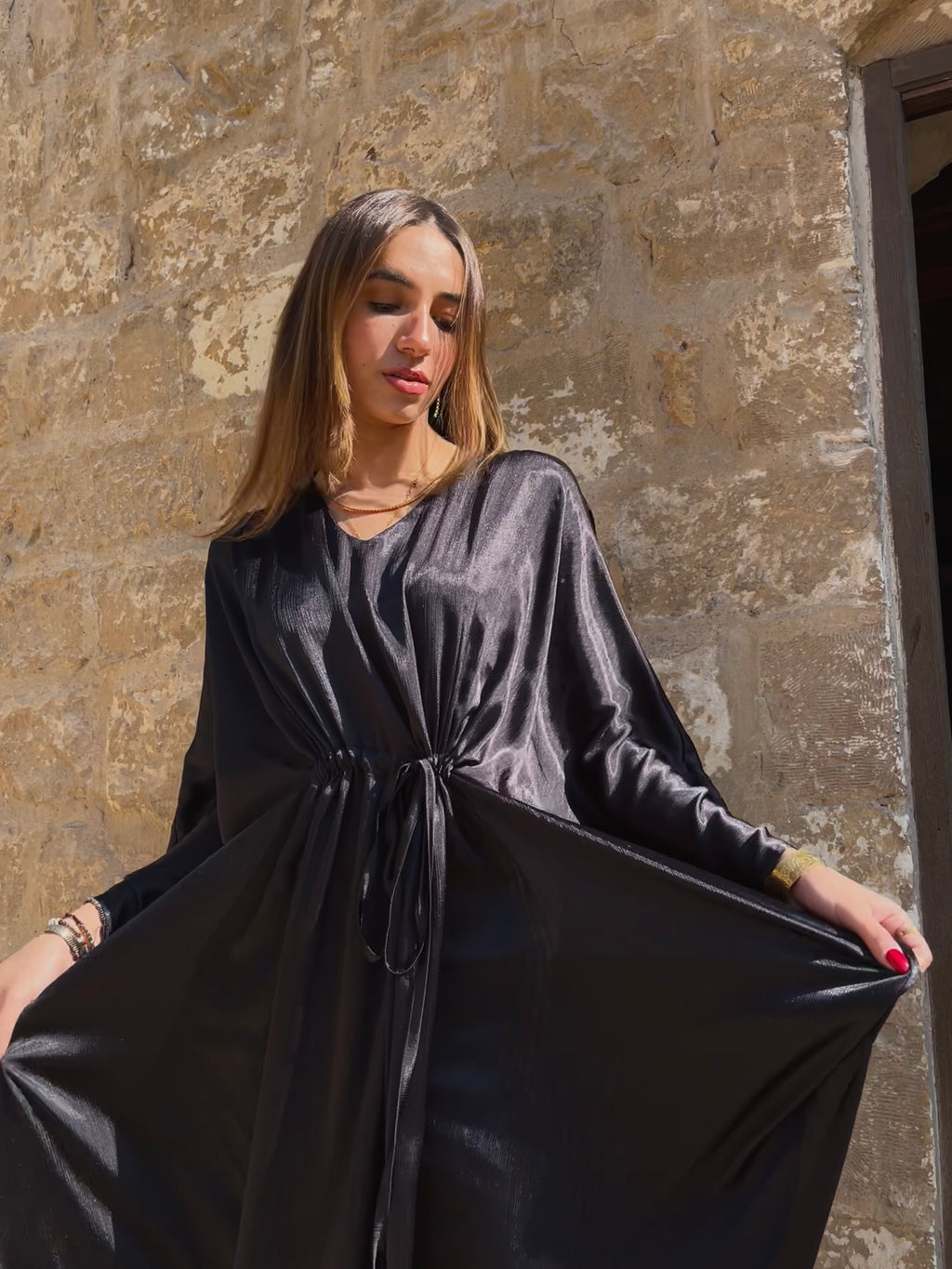 PREORDER Black Shimmery Nubian Kaftan