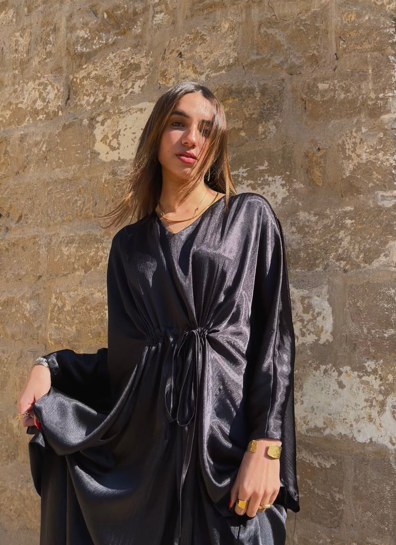 PREORDER Black Shimmery Nubian Kaftan