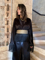 Black satin with detachable belt Kaftan