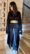 Black satin with detachable belt Kaftan