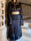 Black satin with detachable belt Kaftan