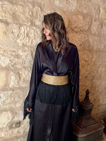 Black satin with detachable belt Kaftan