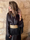 Black satin with detachable belt Kaftan