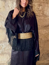 Black satin with detachable belt Kaftan