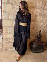 Black satin with detachable belt Kaftan