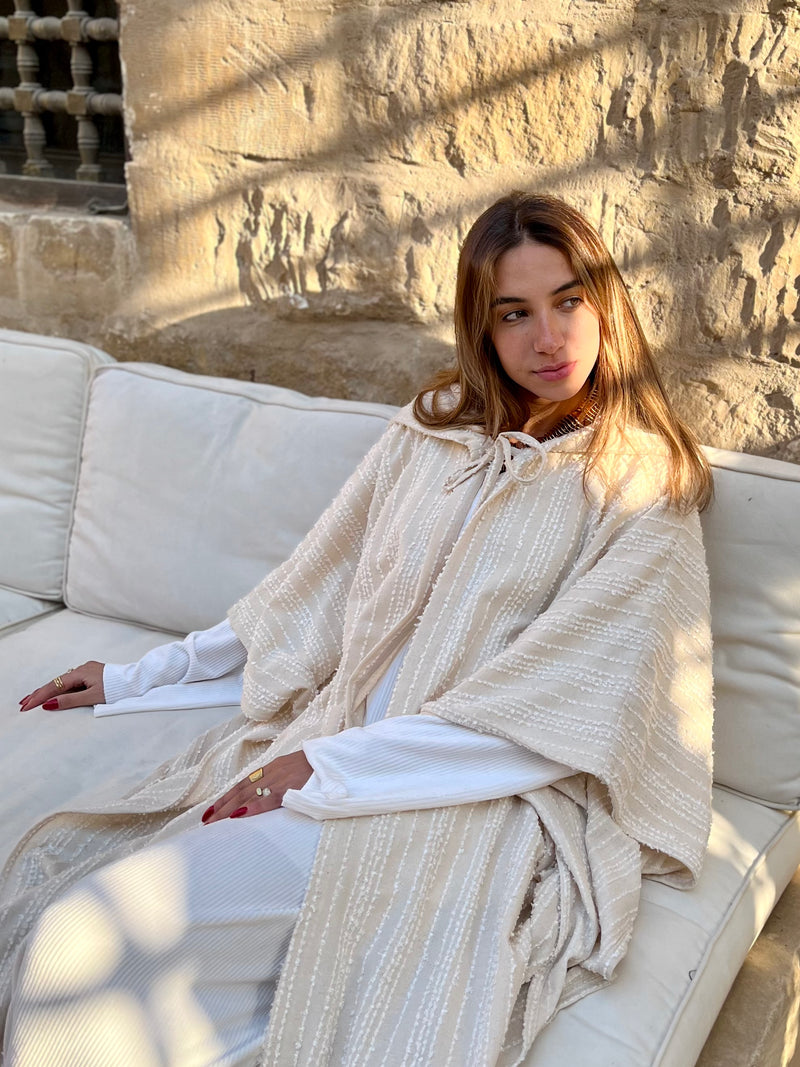 Beige Dottie Hooded Kaftan