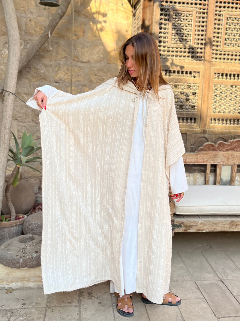 Beige Dottie Hooded Kaftan