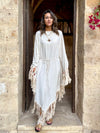 Beige linen Bohemian Poncho Dress