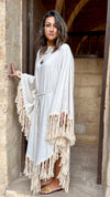 Beige linen Bohemian Poncho Dress