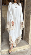 Beige linen Bohemian Poncho Dress