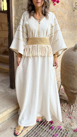 Beige Linen with detachable belt Kaftan