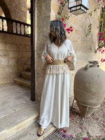 Beige Linen with detachable belt Kaftan