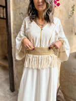 Beige Linen with detachable belt Kaftan