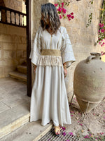 Beige Linen with detachable belt Kaftan