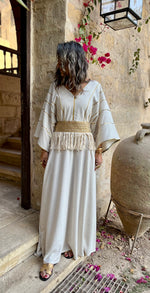 Beige Linen with detachable belt Kaftan