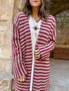 Burgundy Stripes Knit Cardigan