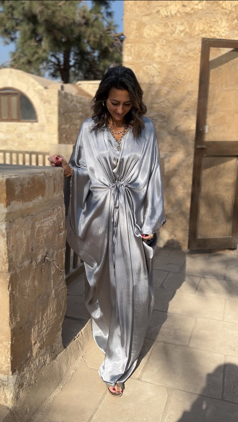 PREORDER Silver Shimmery Nubian Kaftan