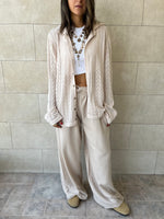 Beige Knot Waist Light Pants