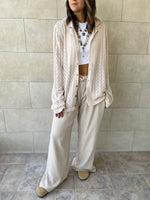 Beige Knot Waist Light Pants