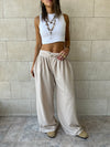 Beige Knot Waist Light Pants