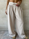 Beige Knot Waist Light Pants