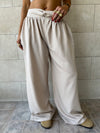 Beige Knot Waist Light Pants