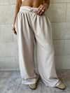 Beige Knot Waist Light Pants