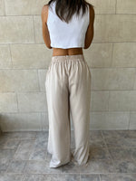 Beige Knot Waist Light Pants