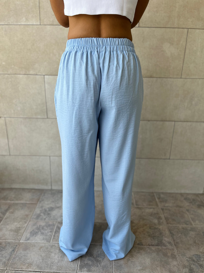 Baby Blue Knot Waist Light Pants