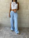 Baby Blue Knot Waist Light Pants