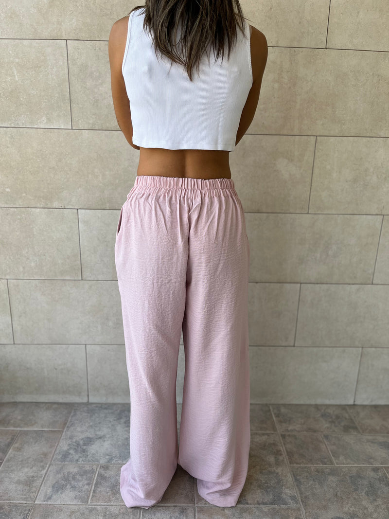 Pink Knot Waist Light Pants