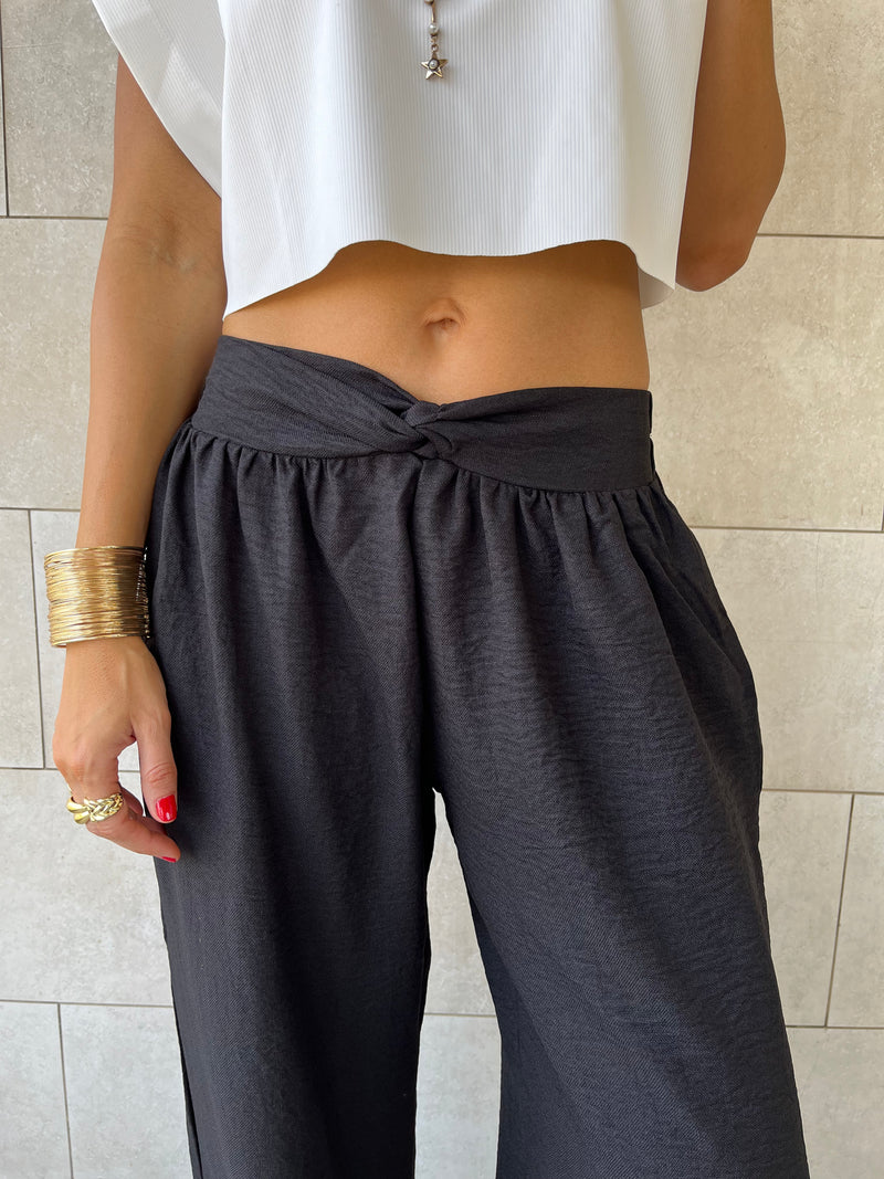 Black Knot Waist Light Pants