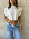 White Boxy Jersey Cropped T-Shirt