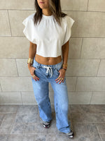 White Boxy Jersey Cropped T-Shirt