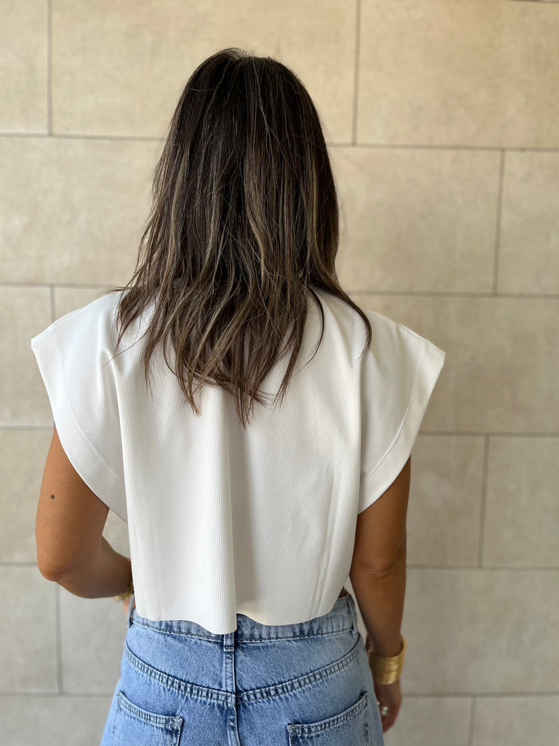 White Boxy Jersey Cropped T-Shirt