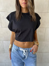 Black Boxy Jersey Cropped T-Shirt