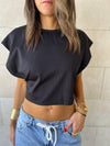 Black Boxy Jersey Cropped T-Shirt