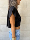 Black Boxy Jersey Cropped T-Shirt