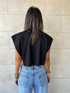 Black Boxy Jersey Cropped T-Shirt